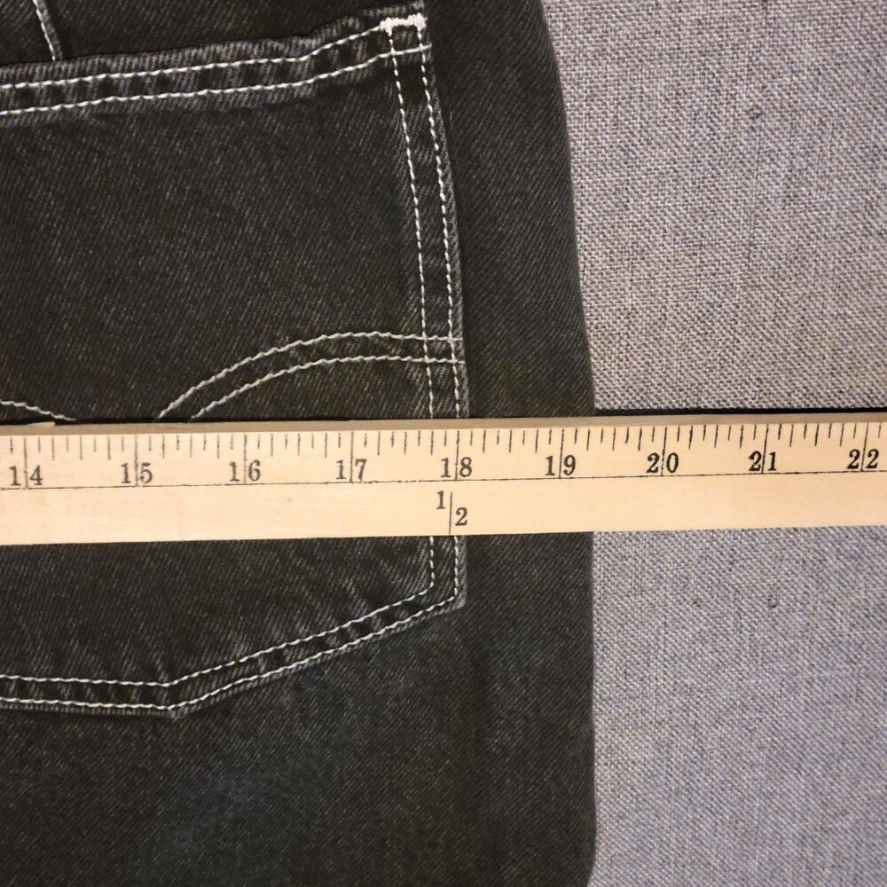 Levi’s Black Size 29 Denim Carpenter Mini Skirt Jean 100% Cotton Gray Distressed - Picture 10 of 12